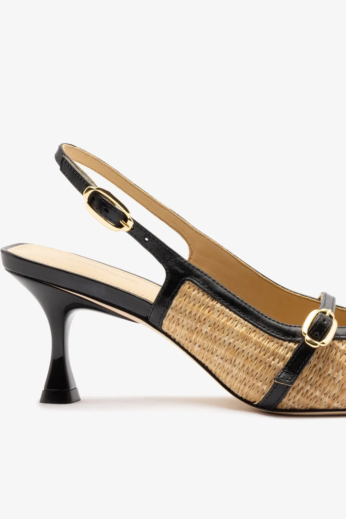 Ines Pump Natural Raffia and Black Leather sold by Larroude product image thumbnail 4