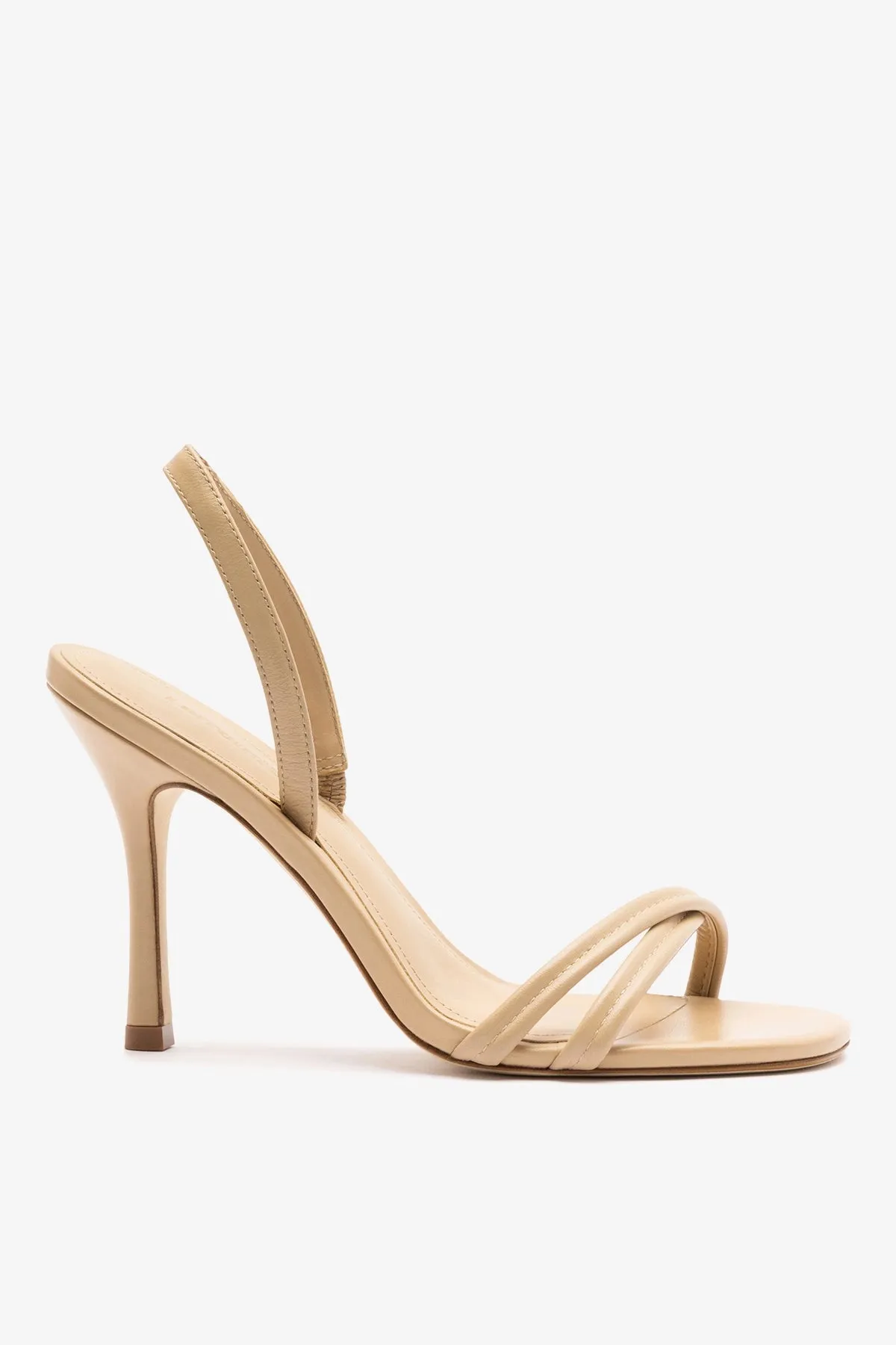 Annie Sandal Sand Leather sold by Larroude
