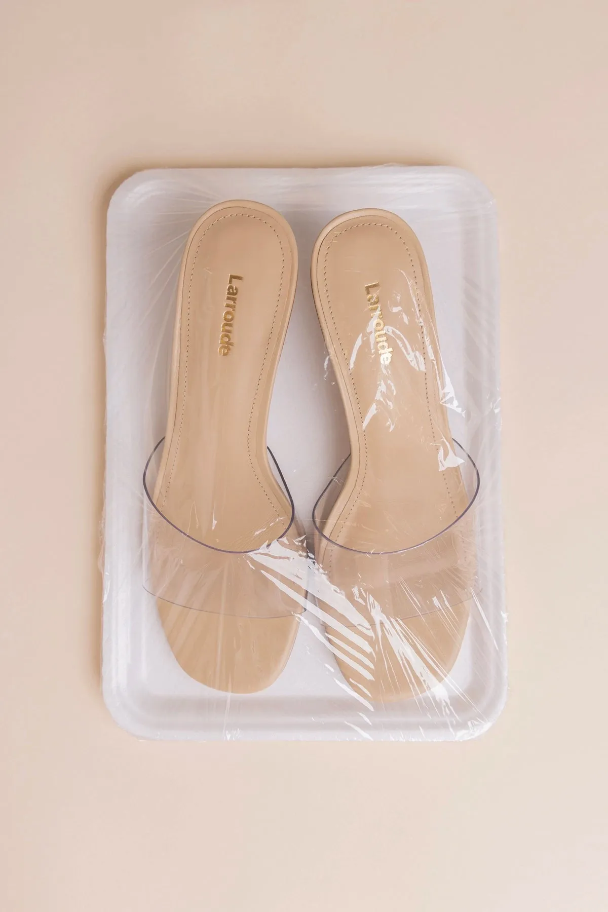 Vivi Lucite Clear Mule Sand Leather sold by Larroude product image thumbnail 2