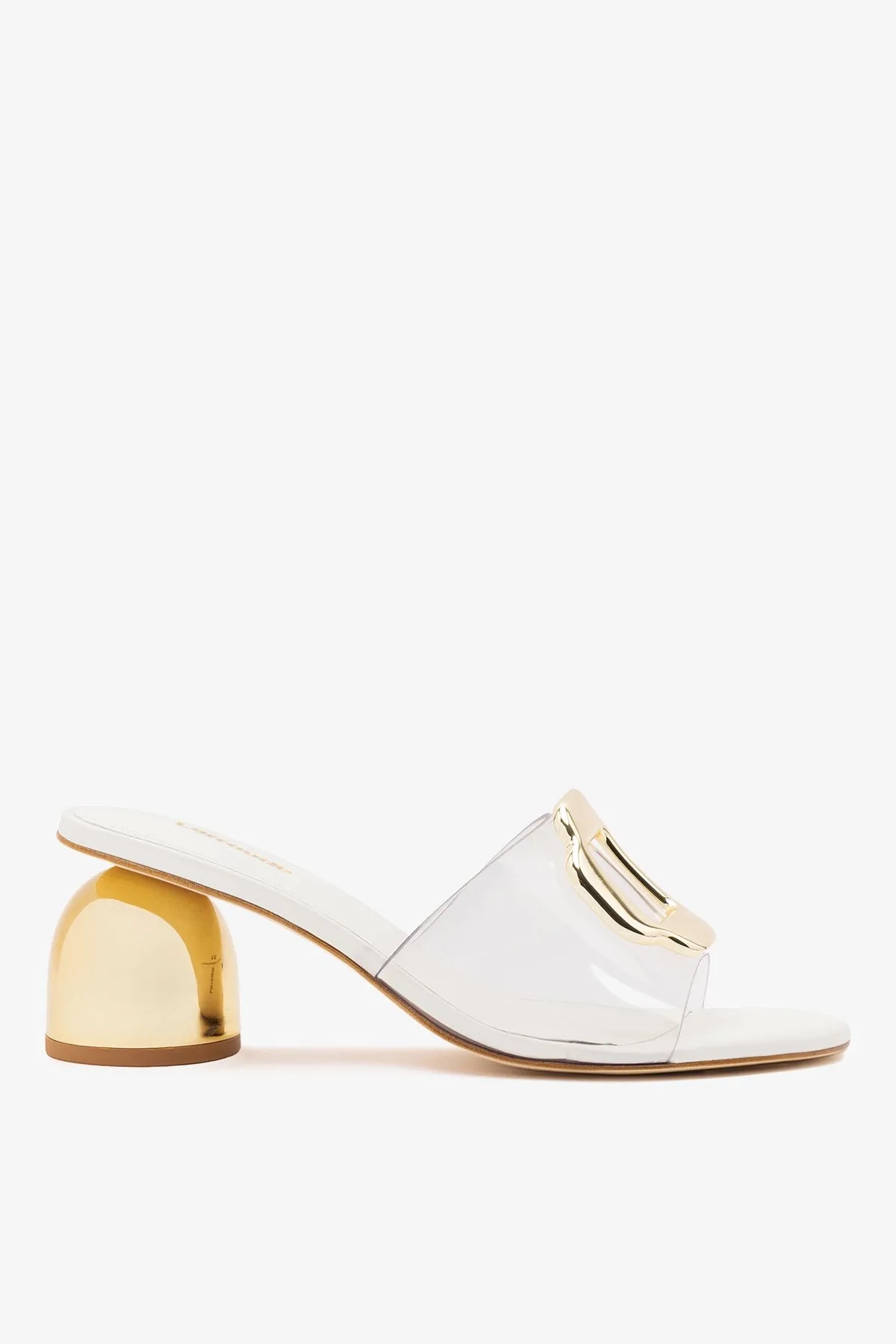 Margherita Clear Mule White Leather sold by Larroude