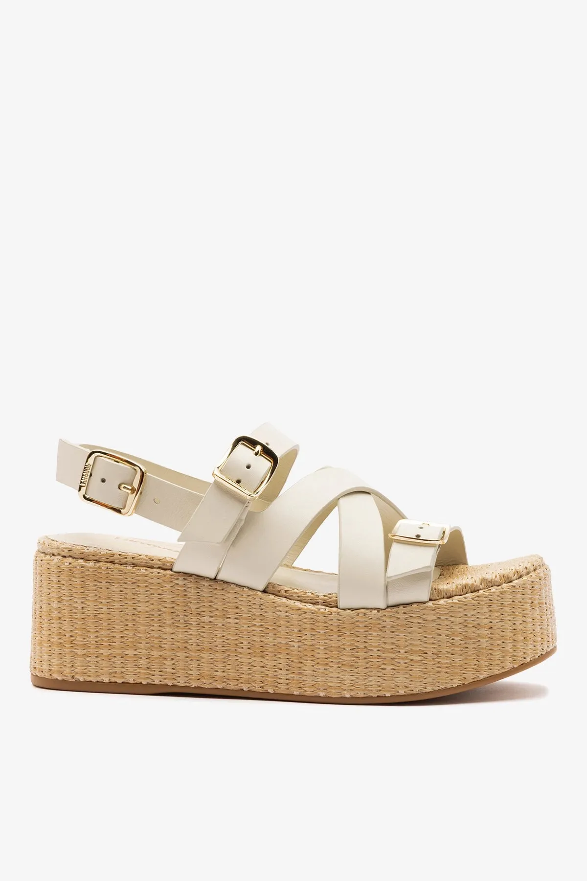 Patti Flatform Ivory Leather sold by Larroude