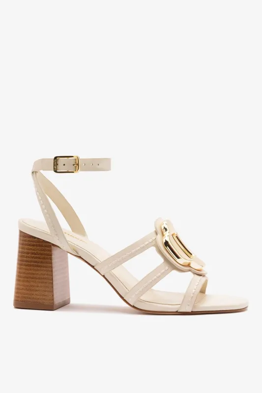 Margherita Block Sandal Ivory Leather sold by Larroude
