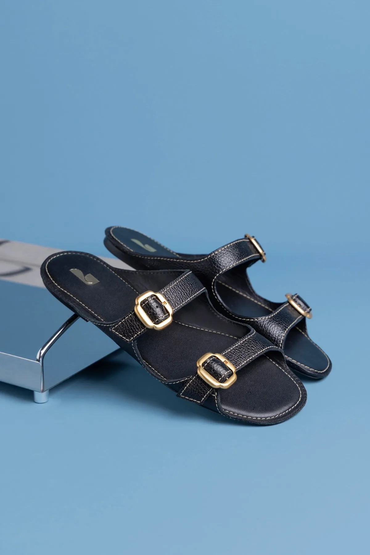 Amalfi Flat Black Leather sold by Larroude product image thumbnail 2