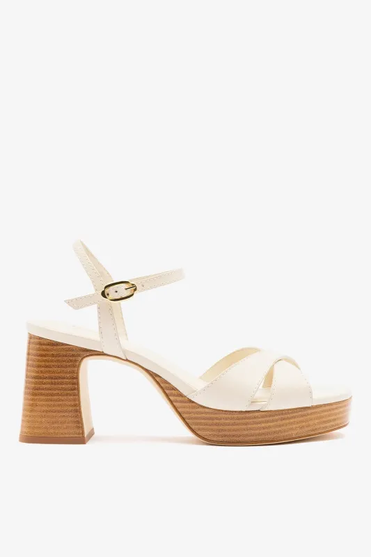 Bianca Low Sandal Ivory Leather sold by Larroude
