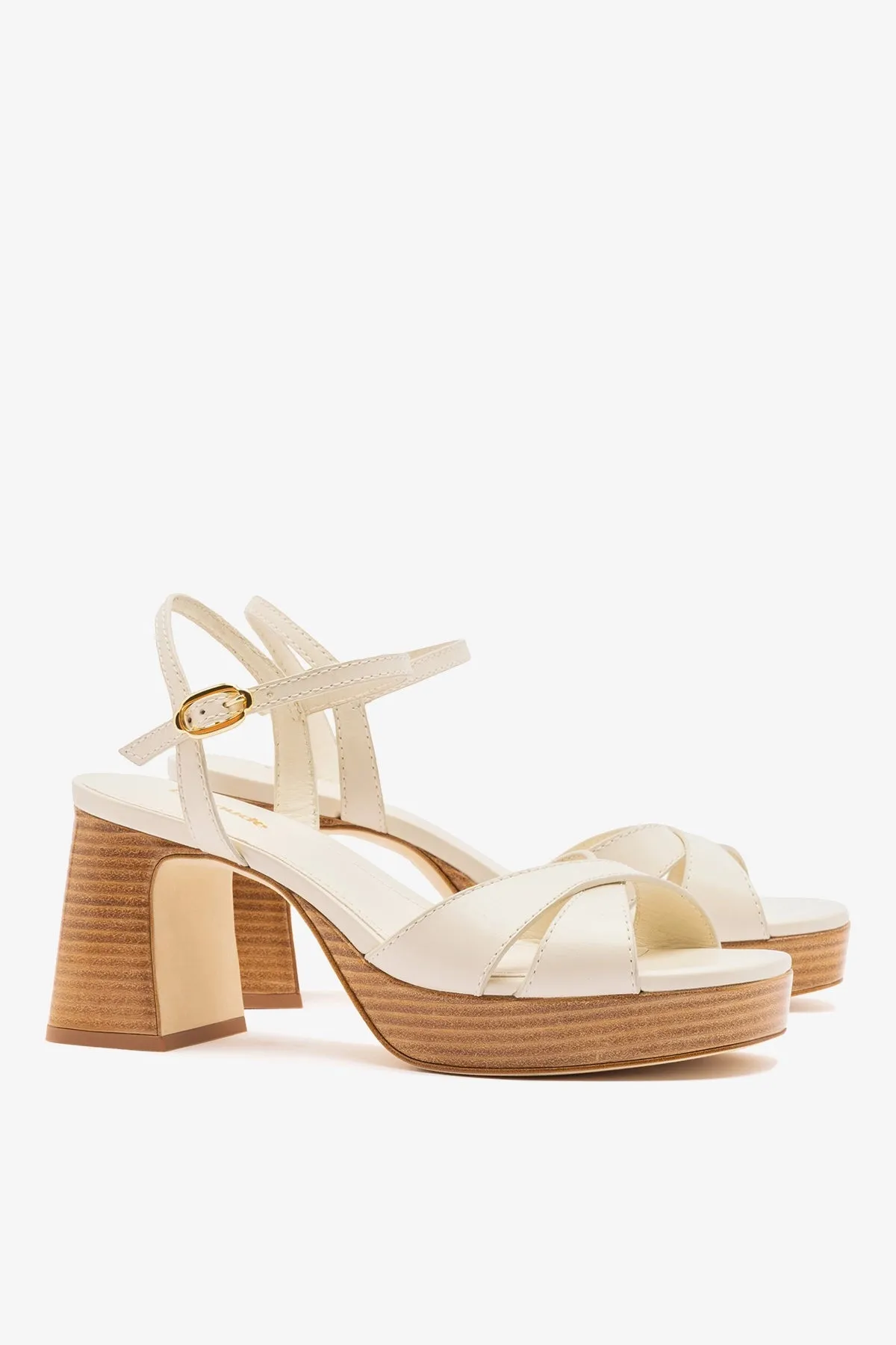 Bianca Low Sandal Ivory Leather sold by Larroude product image thumbnail 3