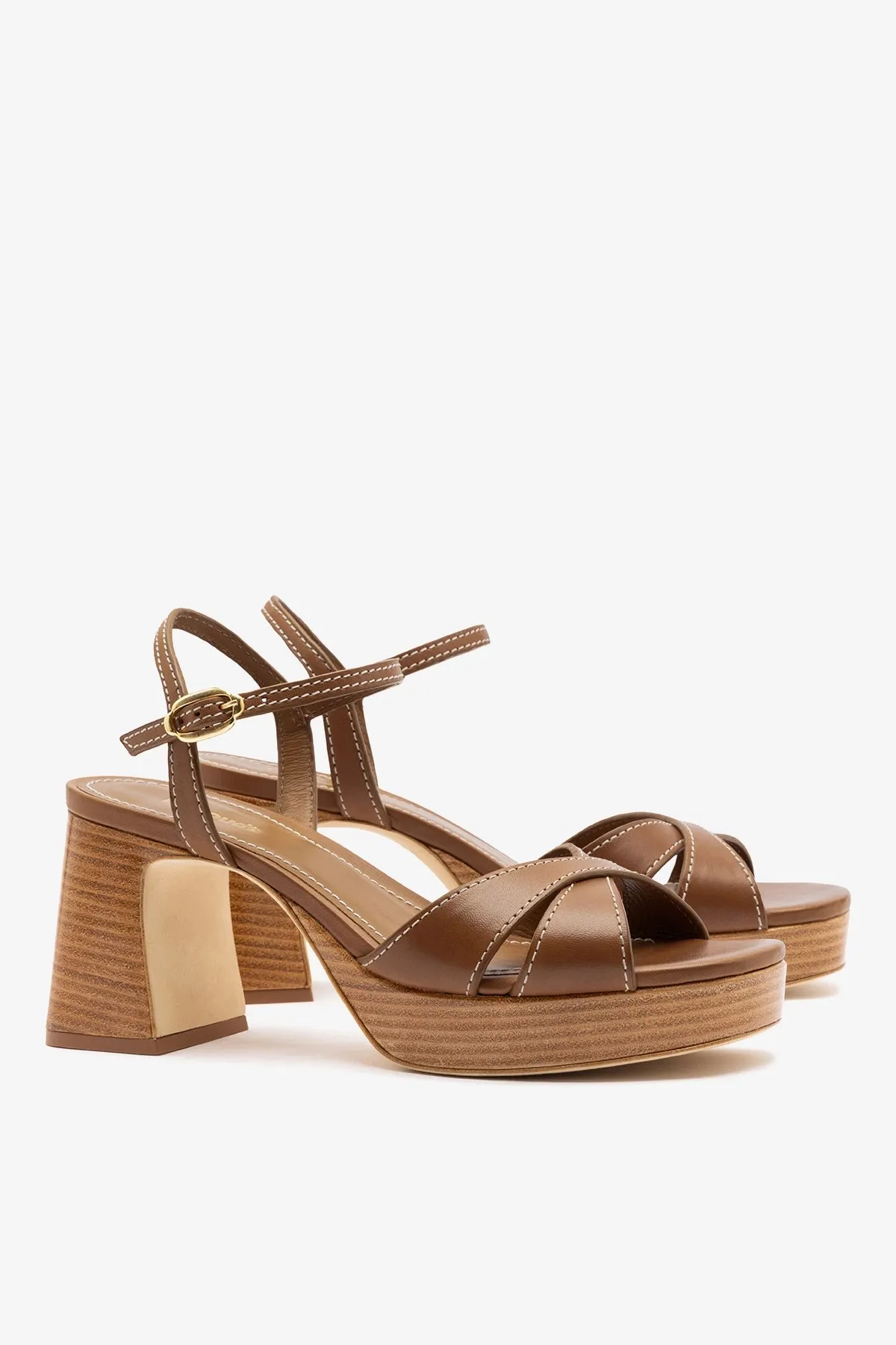 Bianca Low Sandal Caramel Leather sold by Larroude product image thumbnail 3