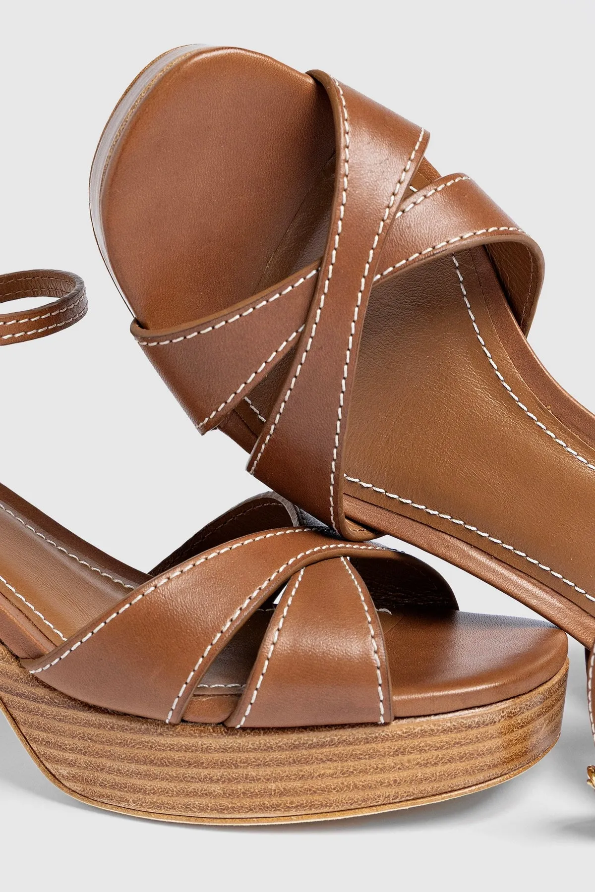 Bianca Low Sandal Caramel Leather sold by Larroude product image thumbnail 5