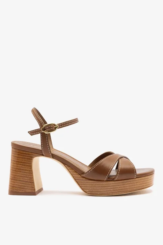 Bianca Low Sandal Caramel Leather sold by Larroude