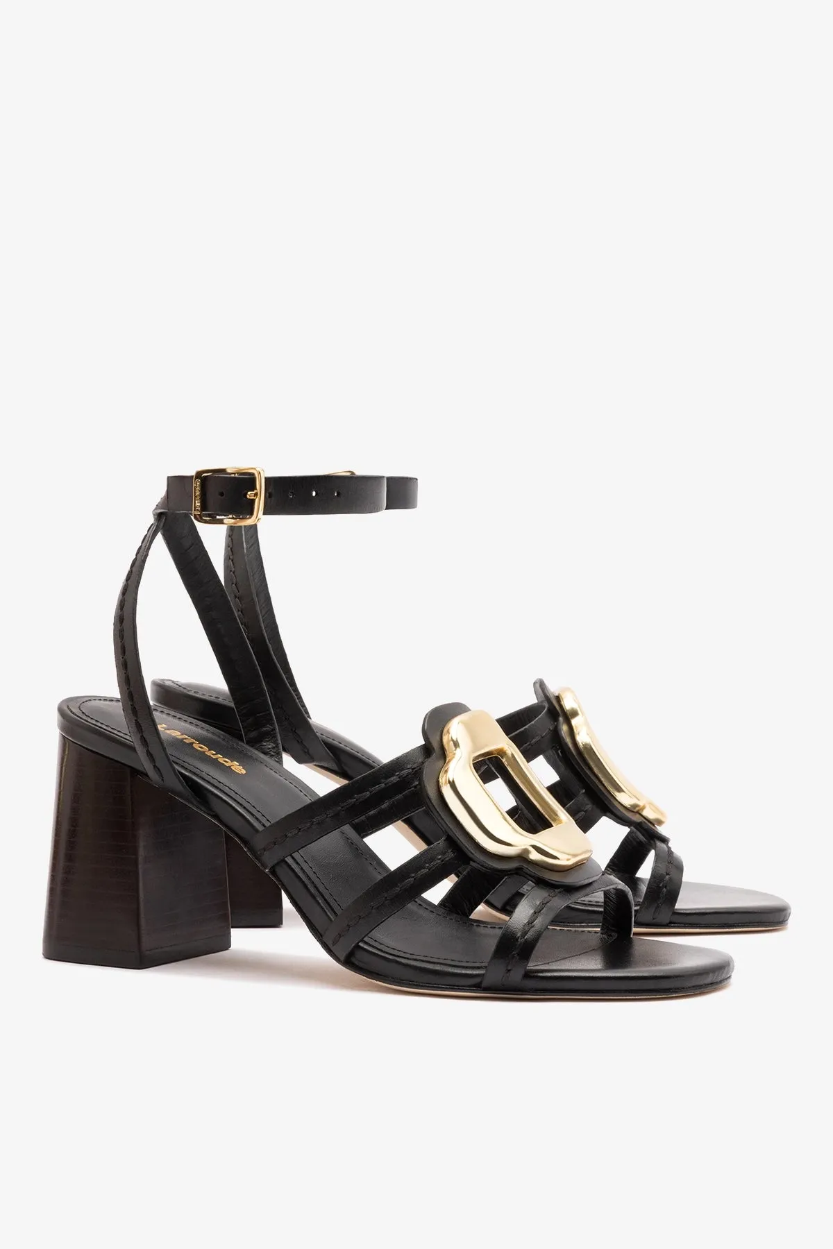 Margherita Block Sandal Black Leather sold by Larroude product image thumbnail 3