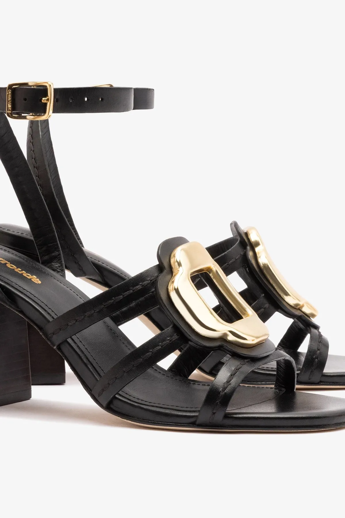 Margherita Block Sandal Black Leather sold by Larroude product image thumbnail 4