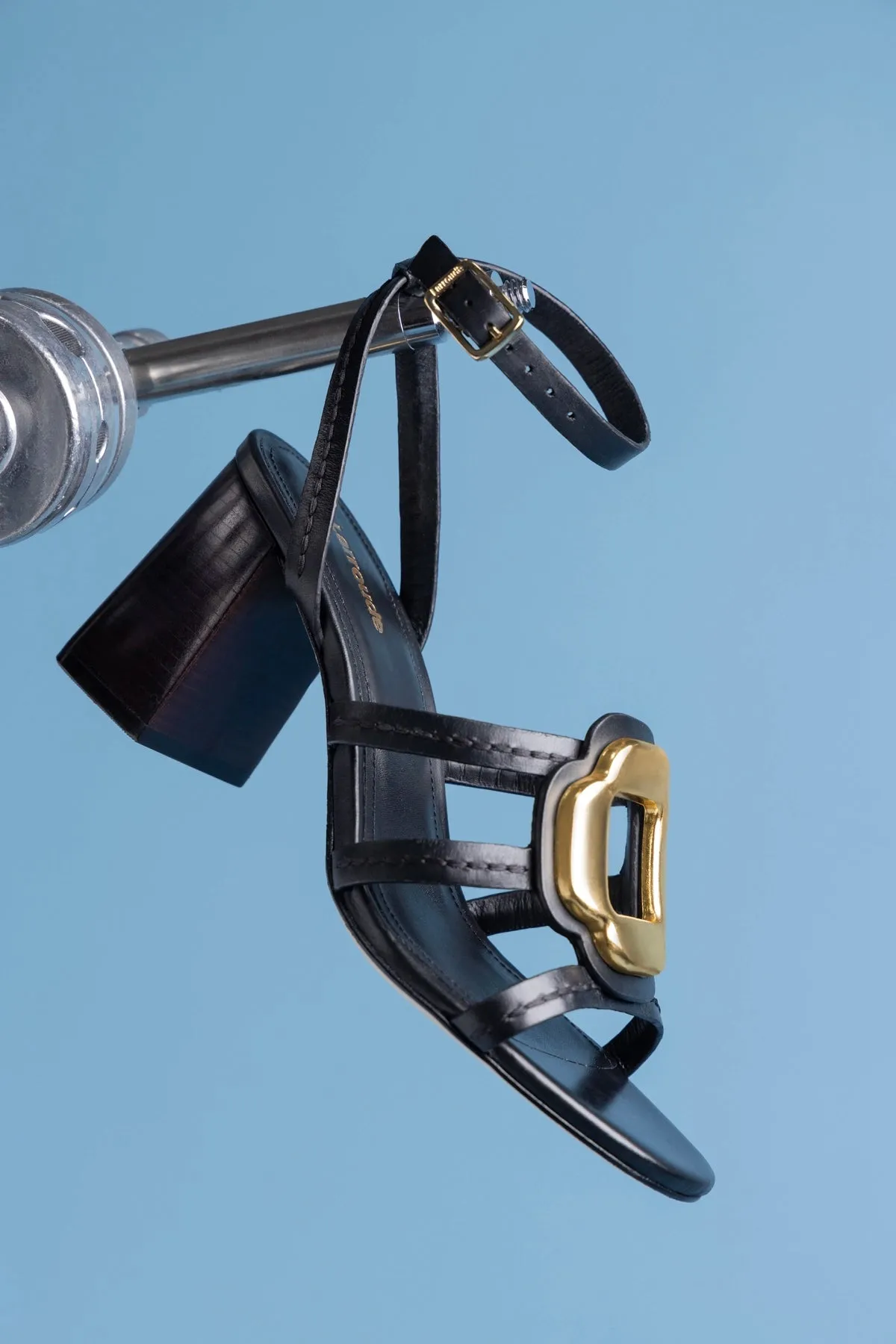 Margherita Block Sandal Black Leather sold by Larroude product image thumbnail 2