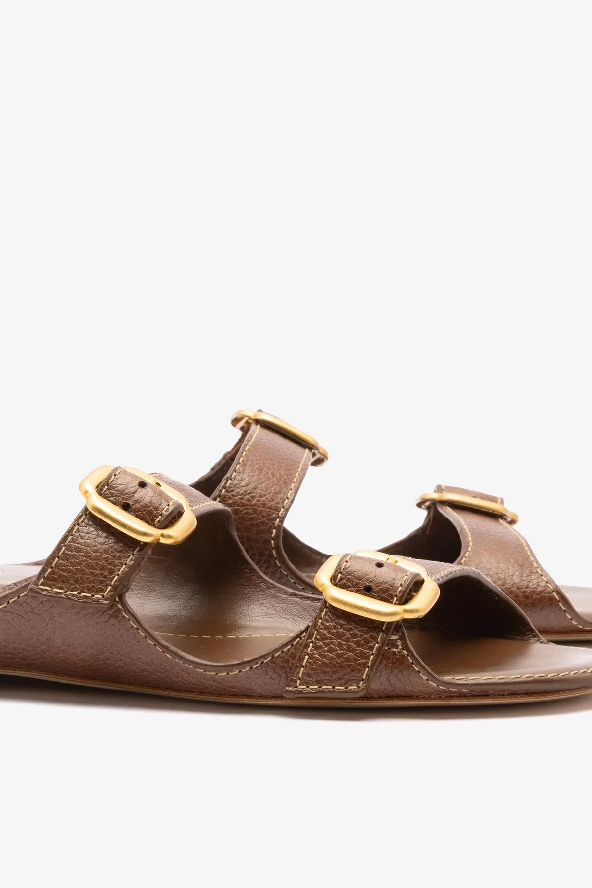 Amalfi Flat Burnt Umber Leather sold by Larroude product image thumbnail 4