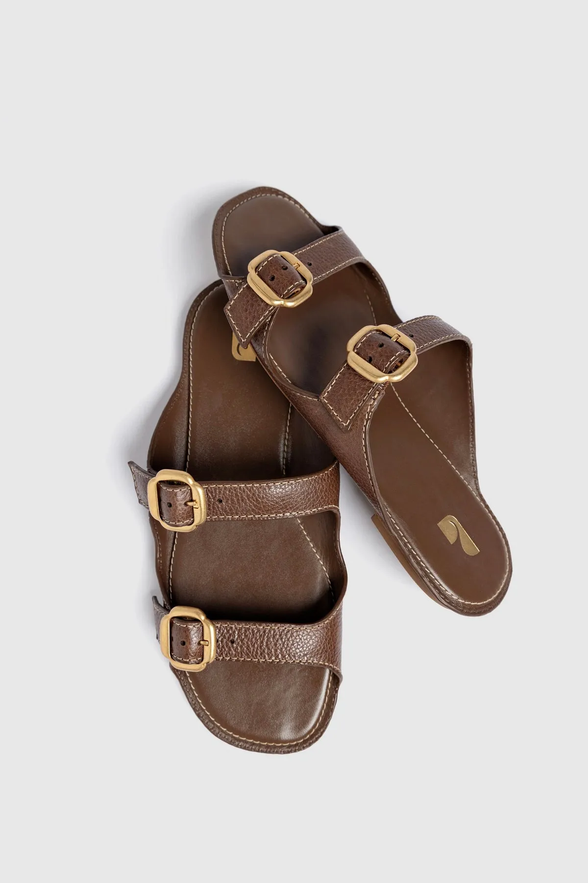 Amalfi Flat Burnt Umber Leather sold by Larroude product image thumbnail 5