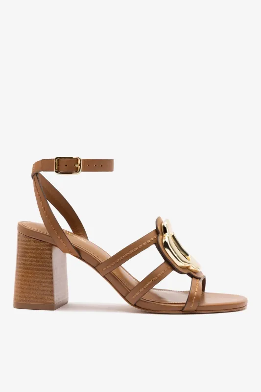 Margherita Block Sandal Caramel Leather sold by Larroude