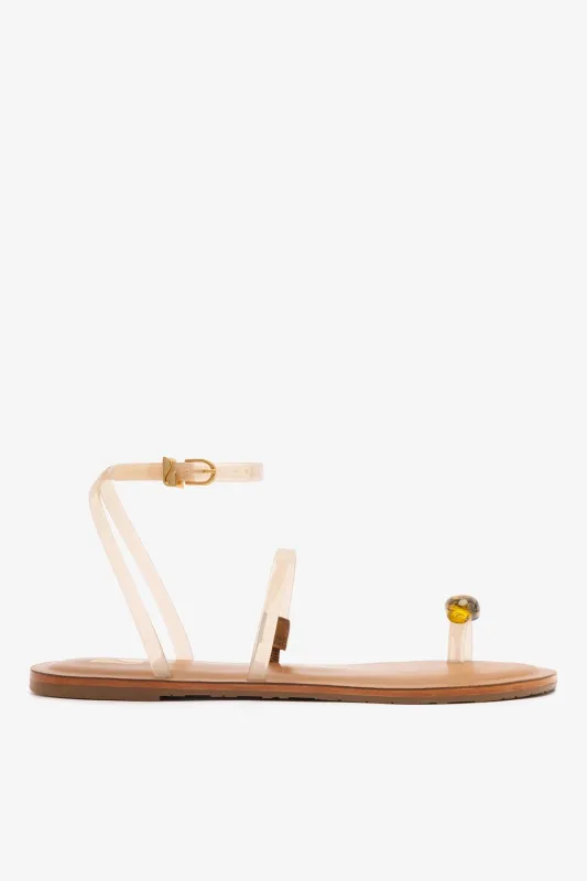 Biarritz Jelly Flat Sandal In Ivory Vinyl sold by Larroude