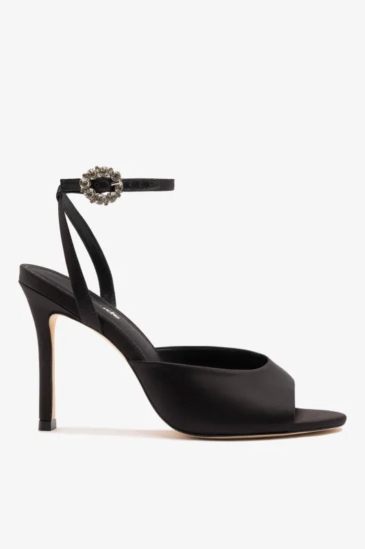 Jasmine Sandal Black Satin sold by Larroude