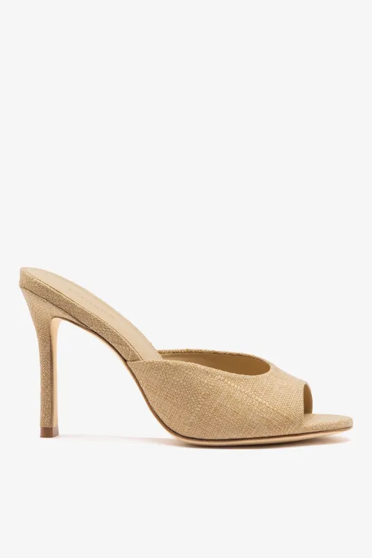 Jasmine Hi Mule Beige Raffia made by Larroude