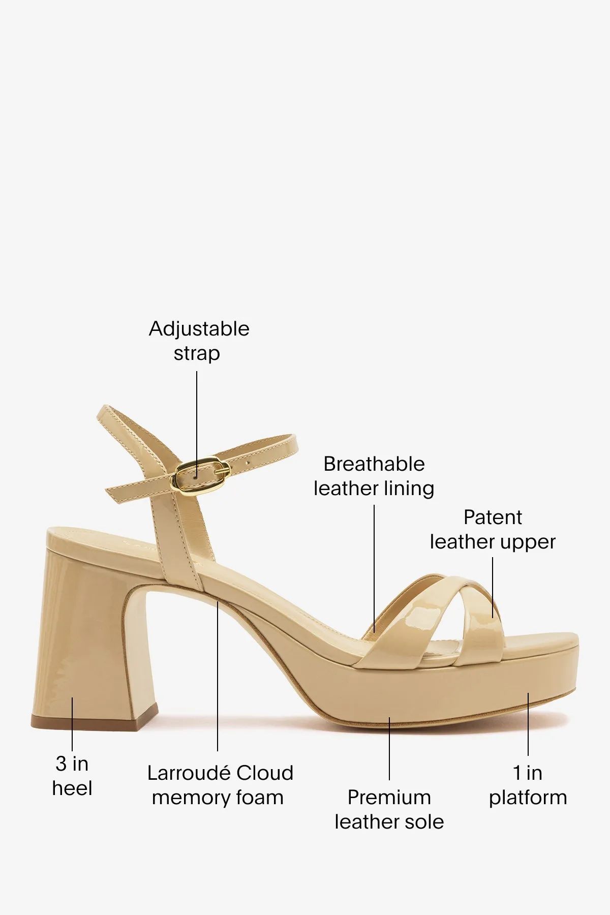 Bianca Low Sandal Sand Patent Leather sold by Larroude product image thumbnail 5