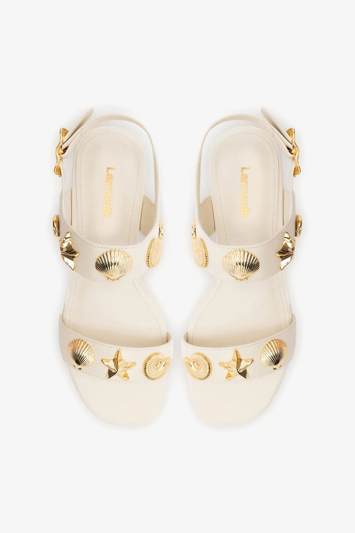 Madison Flat Sandal Ivory Leather sold by Larroude product image thumbnail 4