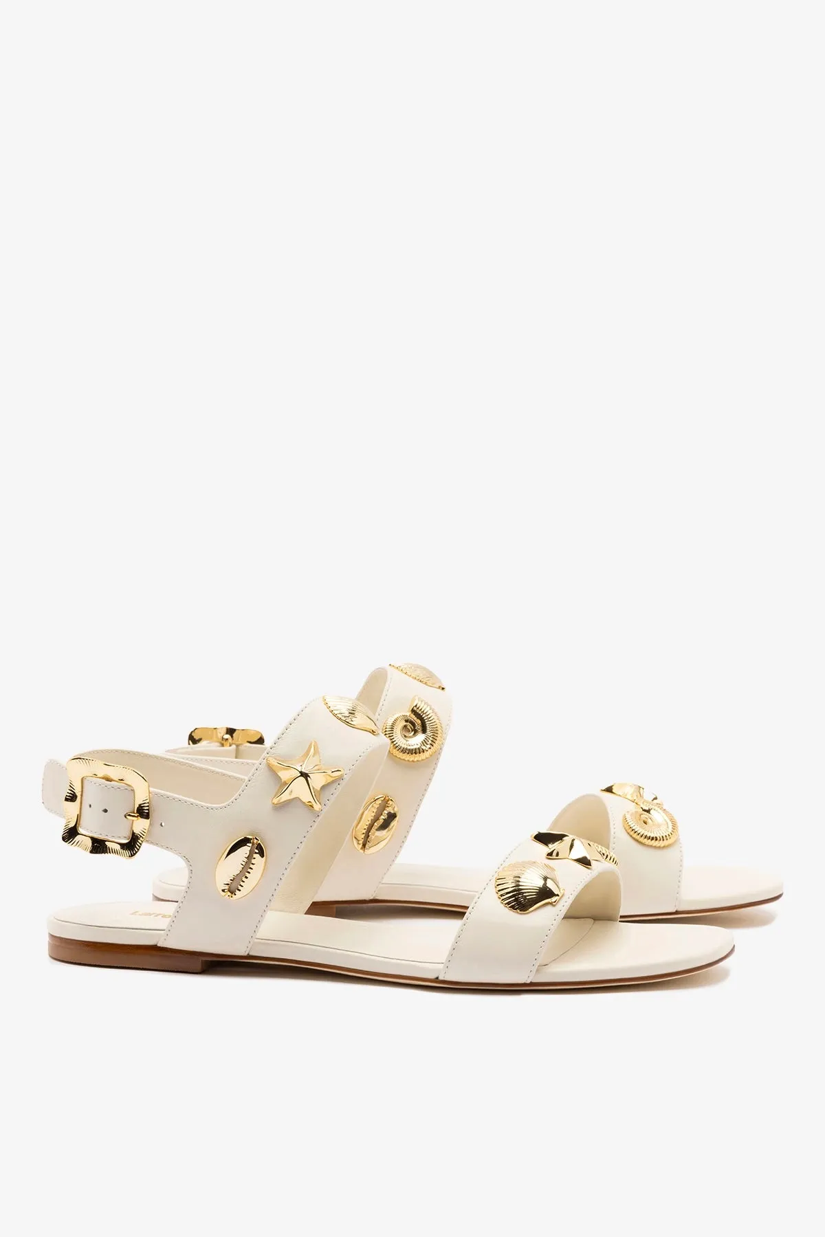 Madison Flat Sandal Ivory Leather sold by Larroude product image thumbnail 2