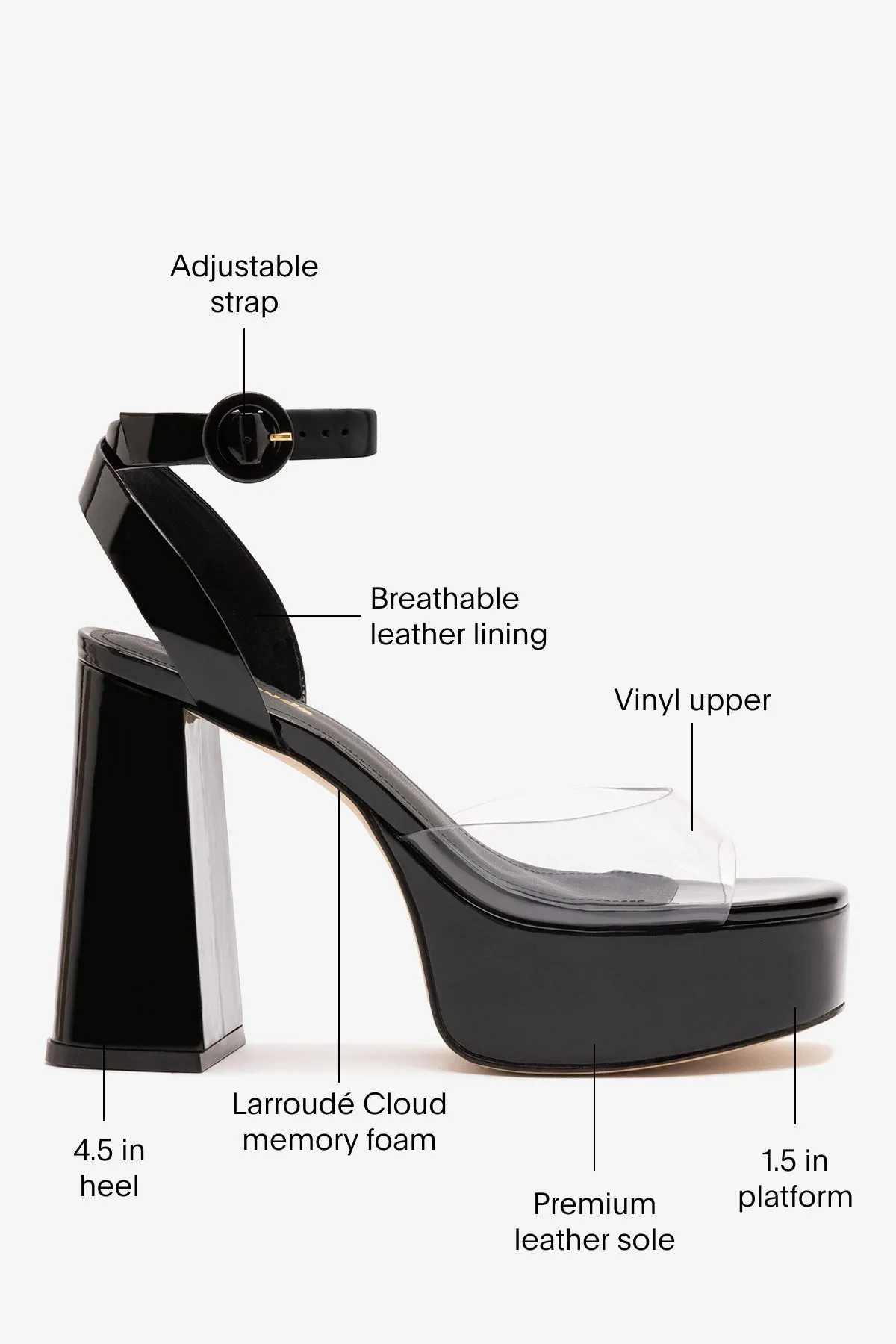 Dolly Clear Sandal Black Patent Leather sold by Larroude product image thumbnail 5
