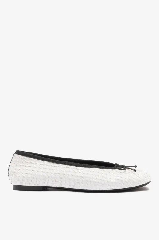 Pavlova Ballet Flat White Raffia sold by Larroude