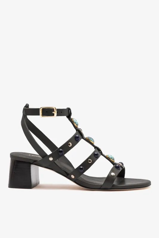 Amalfi Sandal Black Leather sold by Larroude
