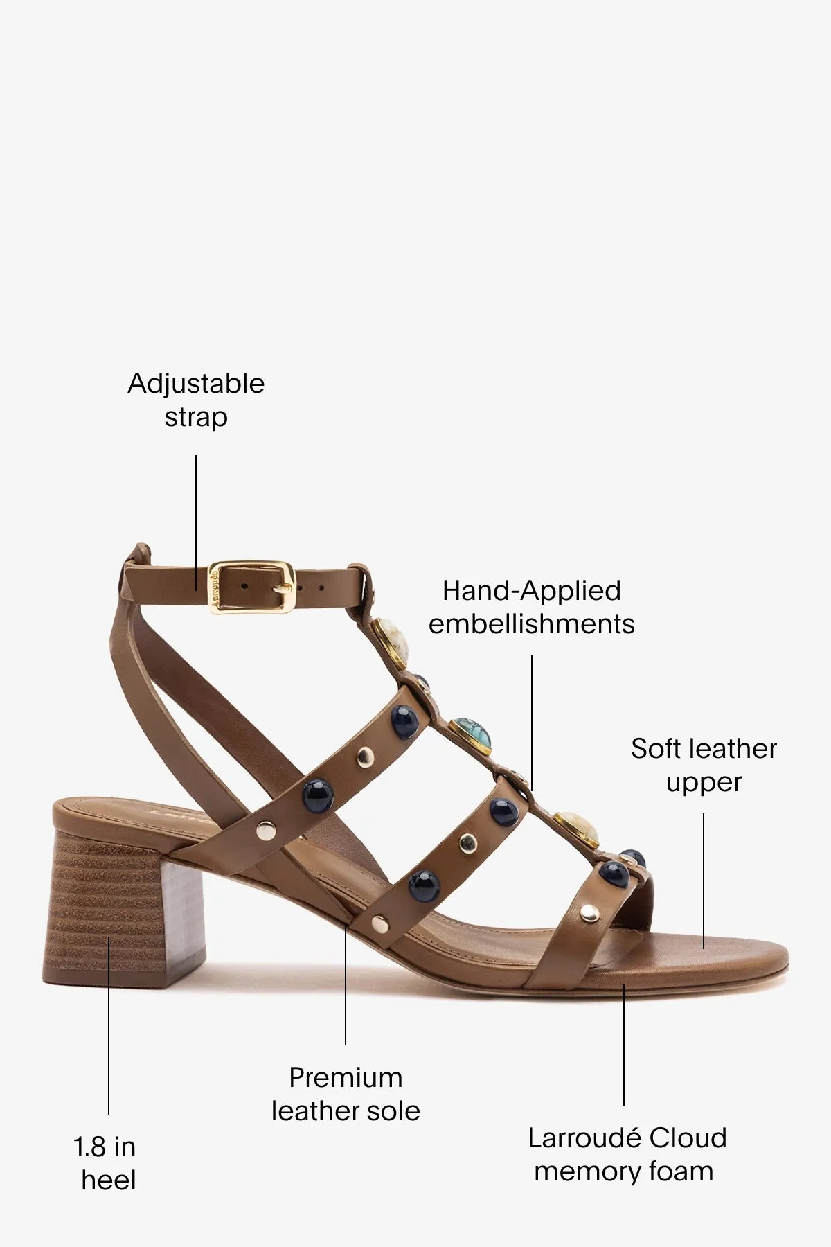 Amalfi Sandal Caramel Leather sold by Larroude product image thumbnail 5