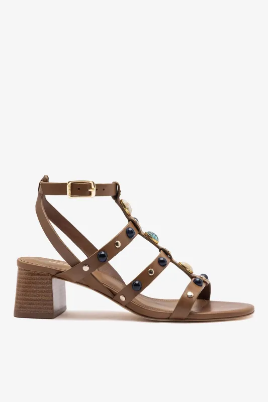Amalfi Sandal Caramel Leather made by Larroude