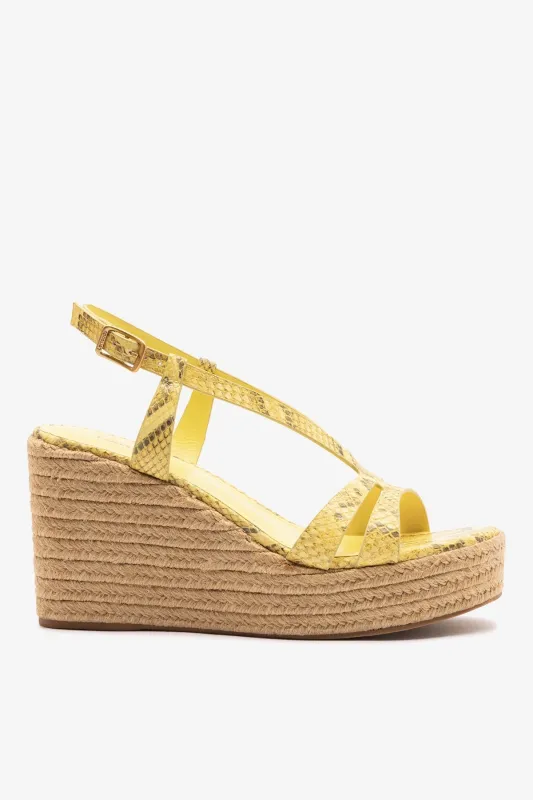 Daphne Espadrille Sandal Lemonade Python Leather made by Larroude