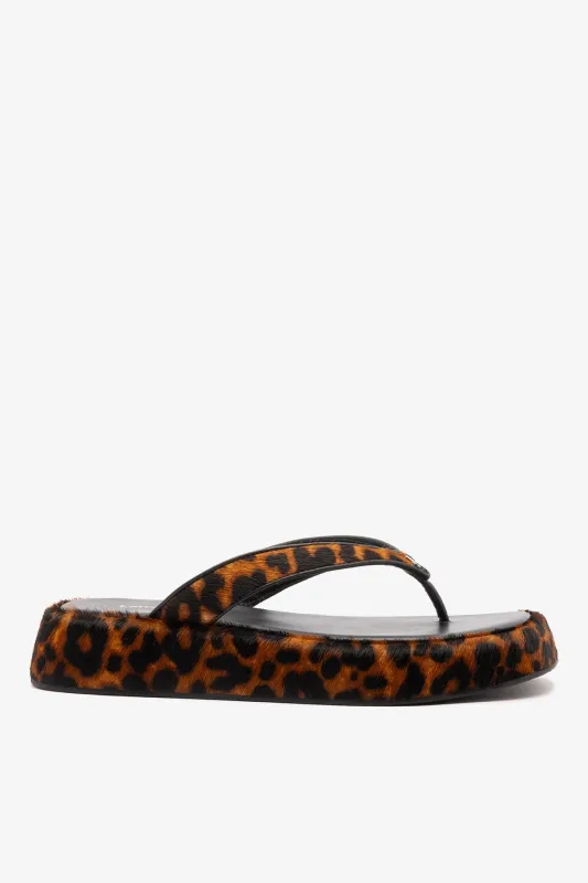 Roxy Thong Sandal Leopard Leather made by Larroude