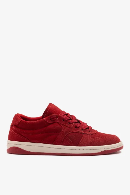 George Sneaker Crimson Red Suede made by Larroude