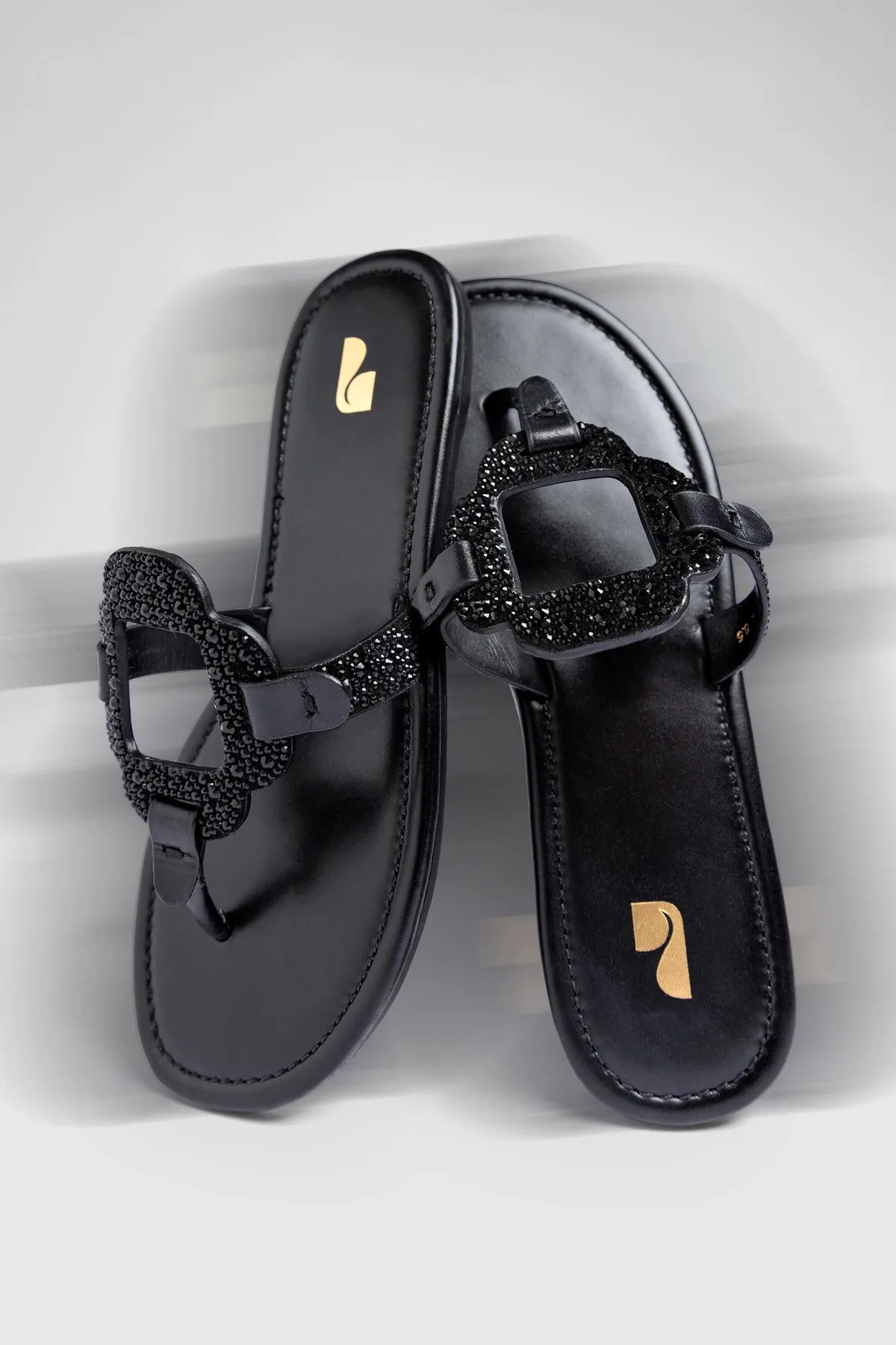 Margherita Crystal Thong Sandal Black Suede sold by Larroude product image thumbnail 2