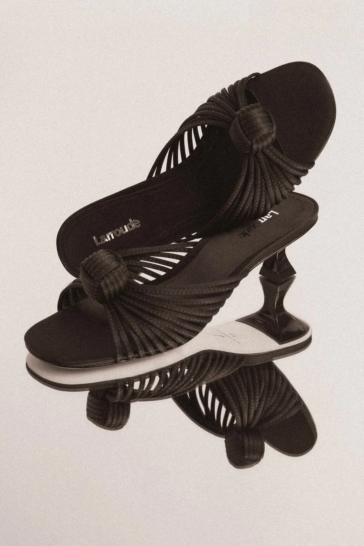 Valerie Mule Black Satin sold by Larroude product image thumbnail 2