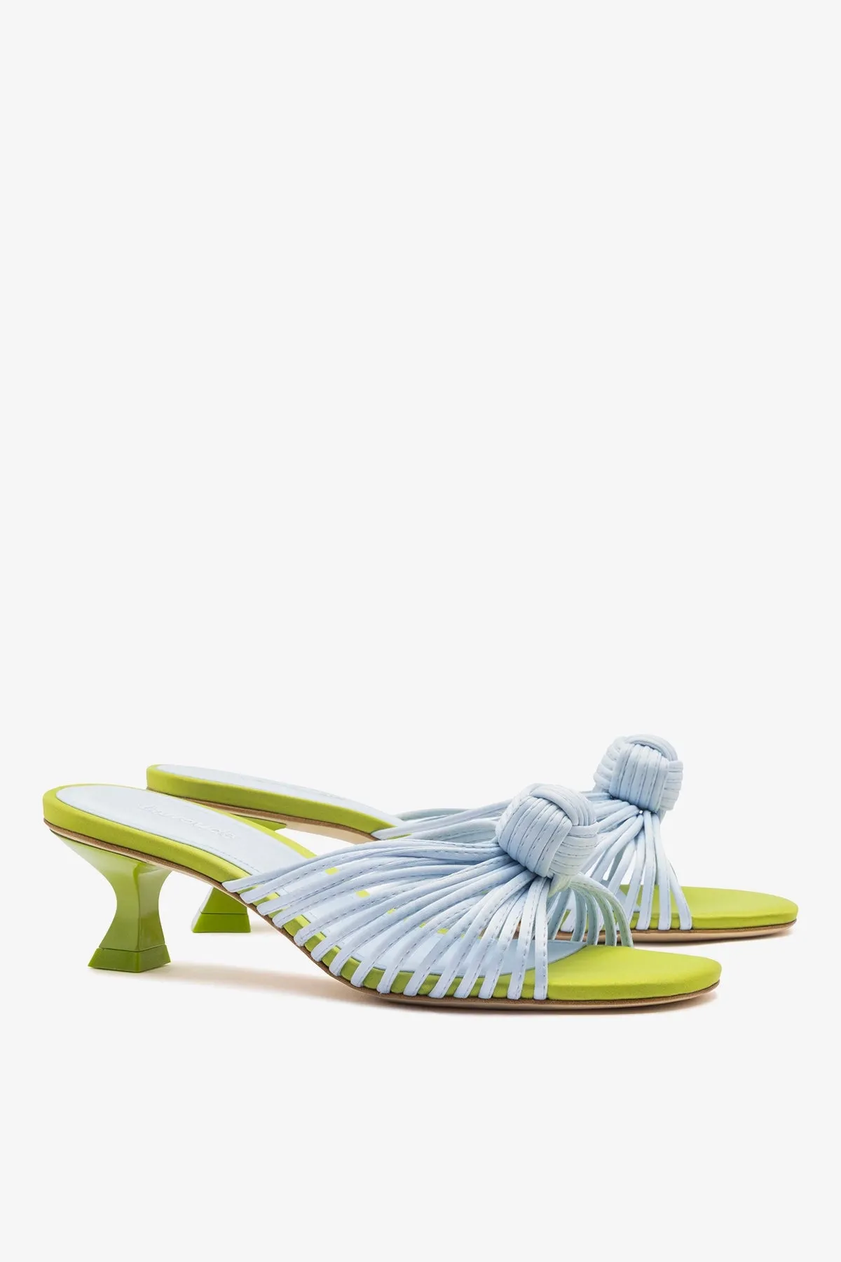 Valerie Mule Powder Blue and Green Satin sold by Larroude product image thumbnail 3