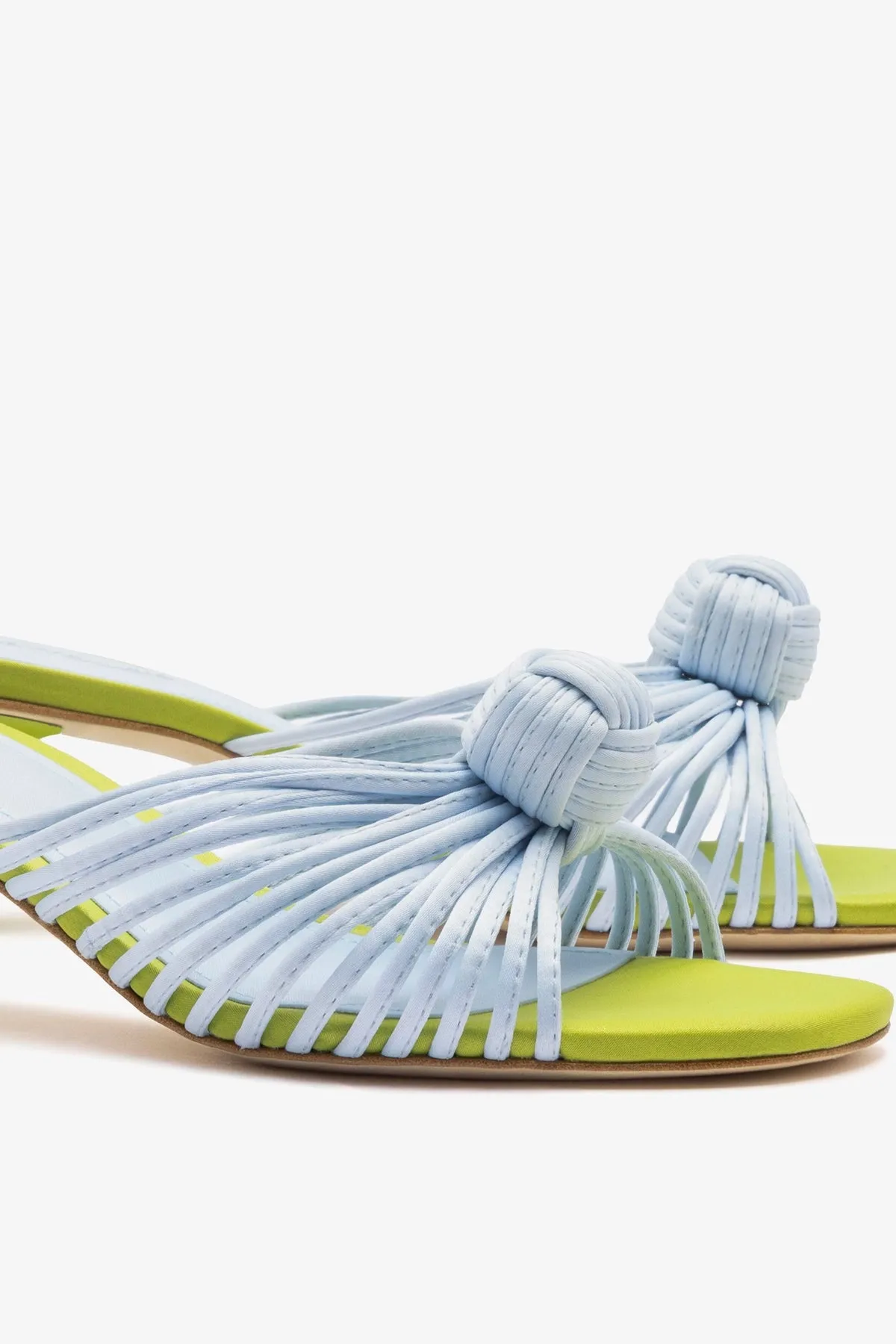 Valerie Mule Powder Blue and Green Satin sold by Larroude product image thumbnail 4