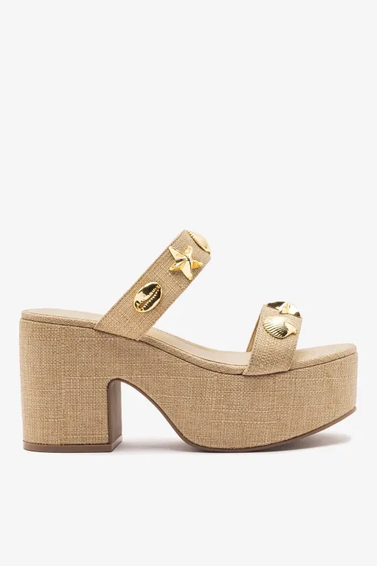 Madison Platform Sandal Beige Raffia made by Larroude