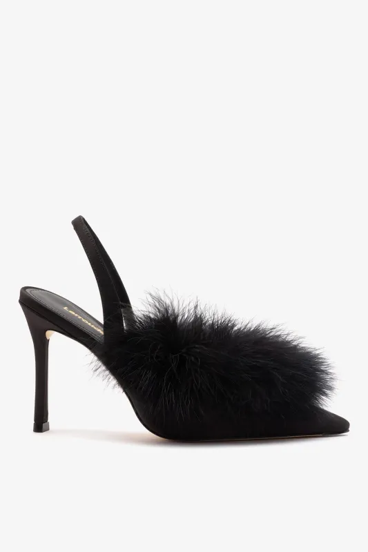 Plume Pump Black Satin made by Larroude