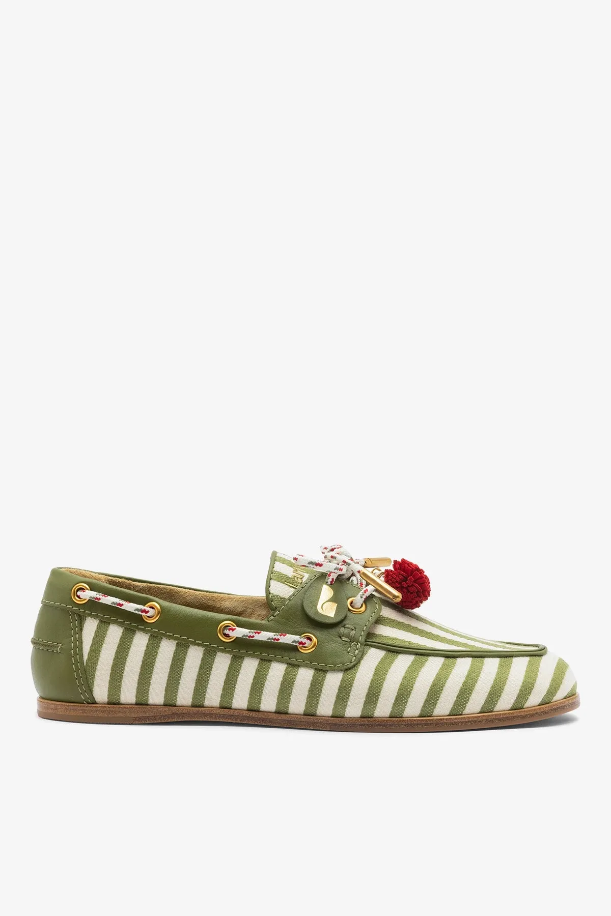 Cyprus Boat Shoe Seaweed Striped Canva sold by Larroude