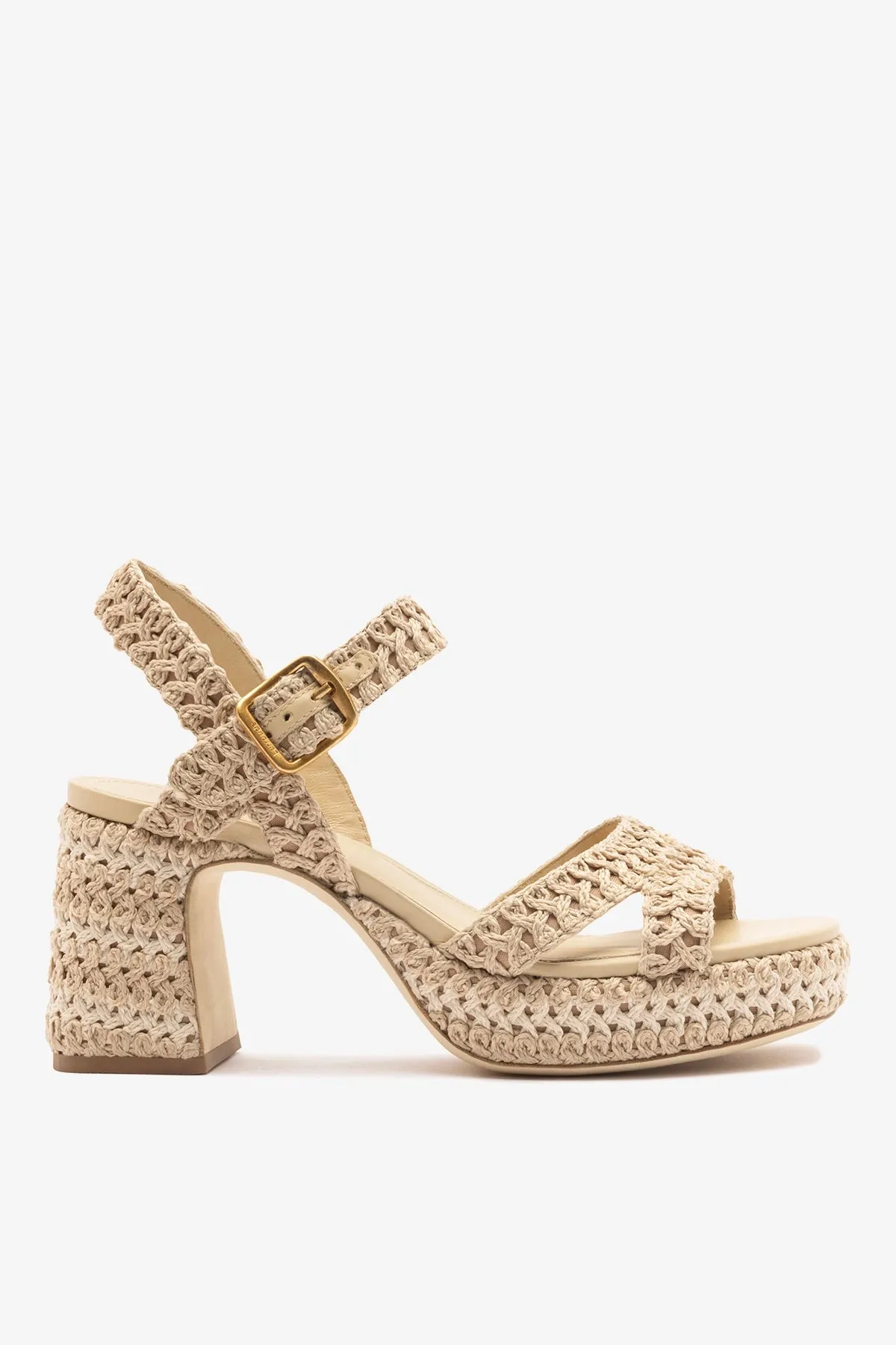 Jolene Low Sandal Natural Crochet sold by Larroude