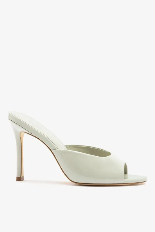 Jasmine Hi Mule Gray Patent Leather made by Larroude