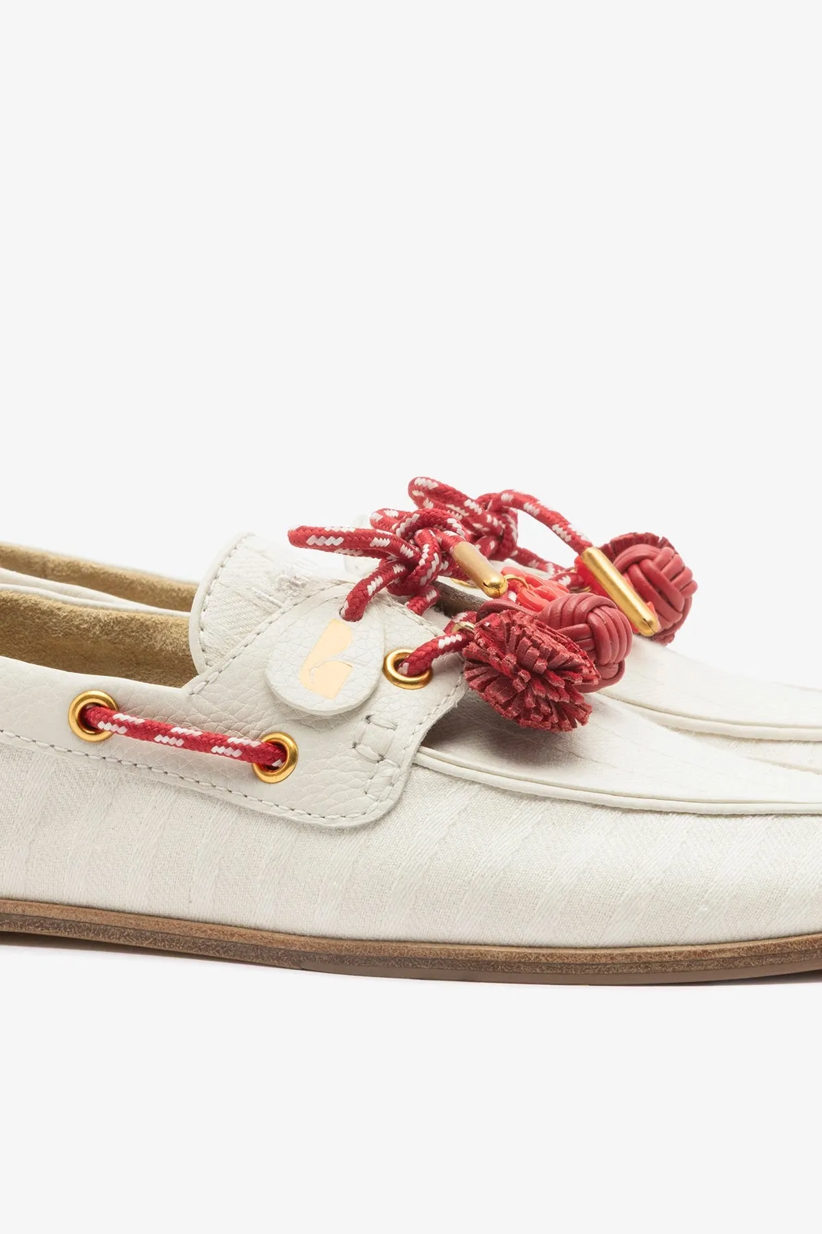 Cyprus Boat Shoe Ivory Striped Canva sold by Larroude product image thumbnail 4