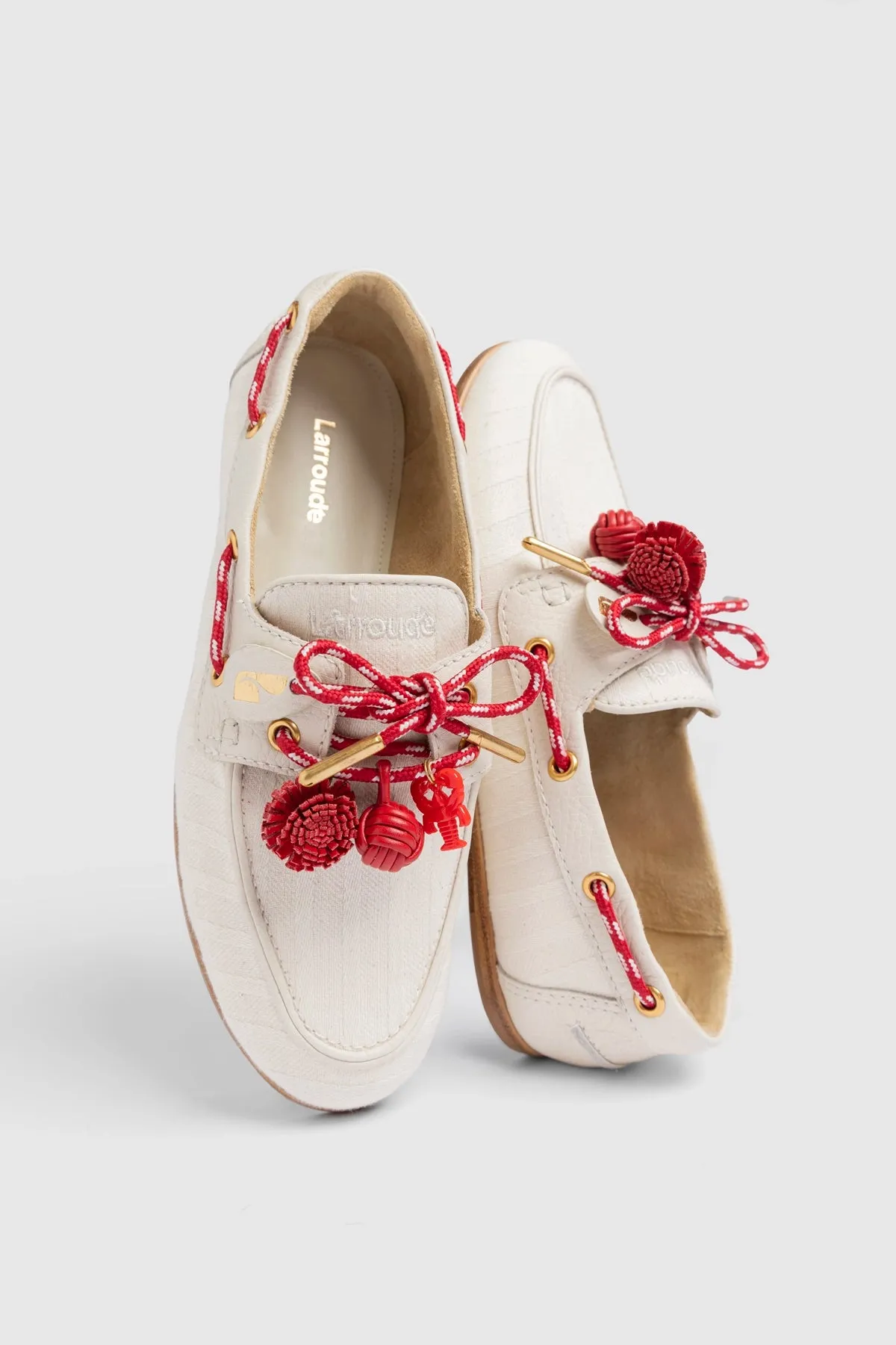 Cyprus Boat Shoe Ivory Striped Canva sold by Larroude product image thumbnail 5