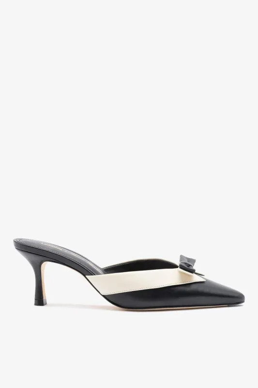 Larroudé x Tanner Fletcher: Elle Tuxedo Mule Black and Ivory Leather made by Larroude
