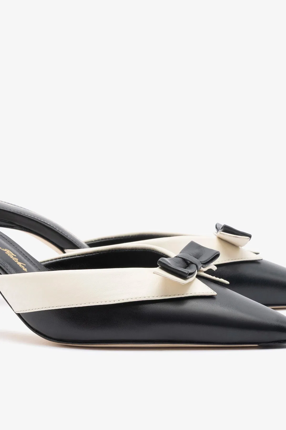 Larroudé x Tanner Fletcher: Elle Tuxedo Mule Black and Ivory Leather sold by Larroude product image thumbnail 4