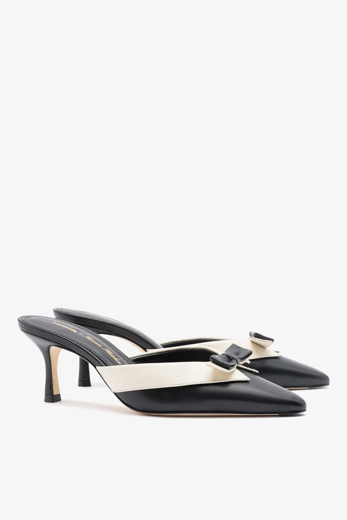 Larroudé x Tanner Fletcher: Elle Tuxedo Mule Black and Ivory Leather sold by Larroude product image thumbnail 3