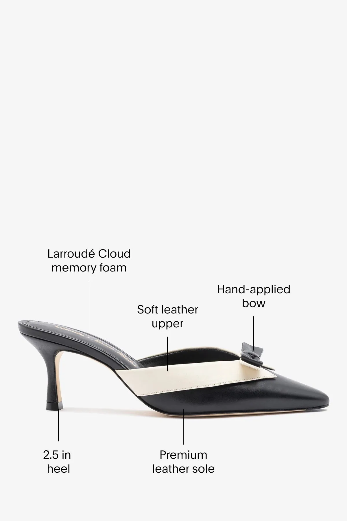 Larroudé x Tanner Fletcher: Elle Tuxedo Mule Black and Ivory Leather sold by Larroude product image thumbnail 5