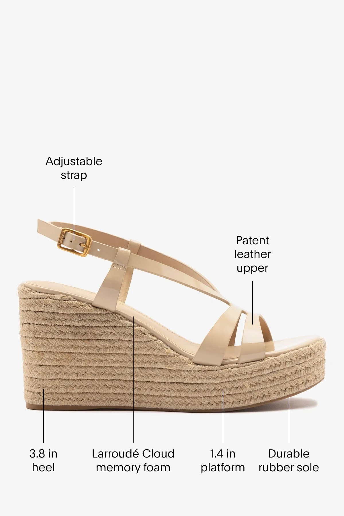 Daphne Espadrille Sandal Sand Patent Leather sold by Larroude product image thumbnail 5