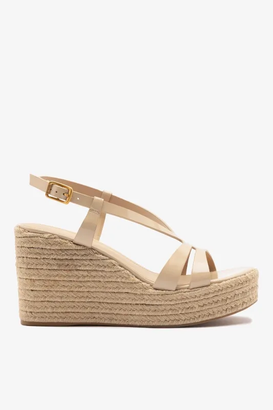 Daphne Espadrille Sandal Sand Patent Leather made by Larroude