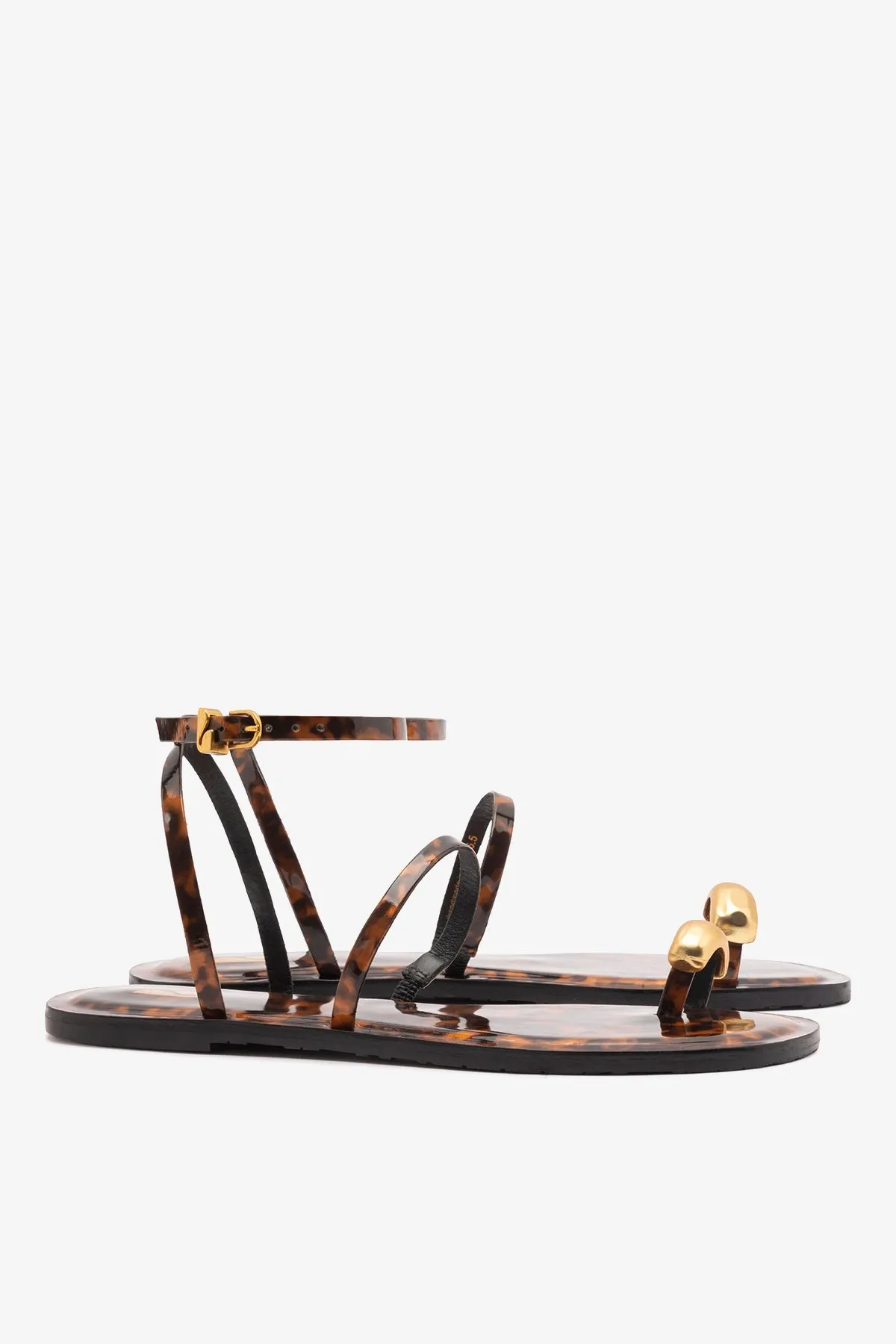 Biarritz Flat Sandal Tortoise Leather sold by Larroude product image thumbnail 3